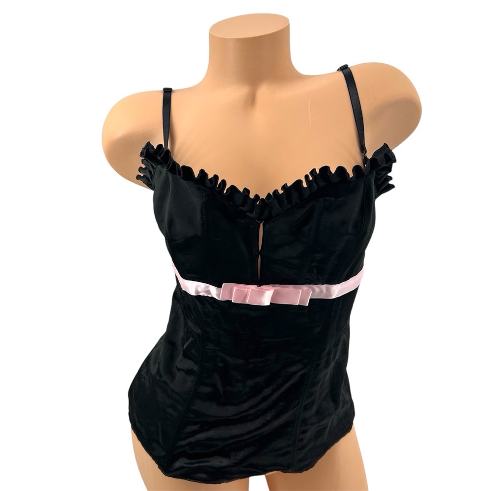 NWT SAMPLE Victoria’s Secret Black Washed Satin Convertible Strapless Bustier M